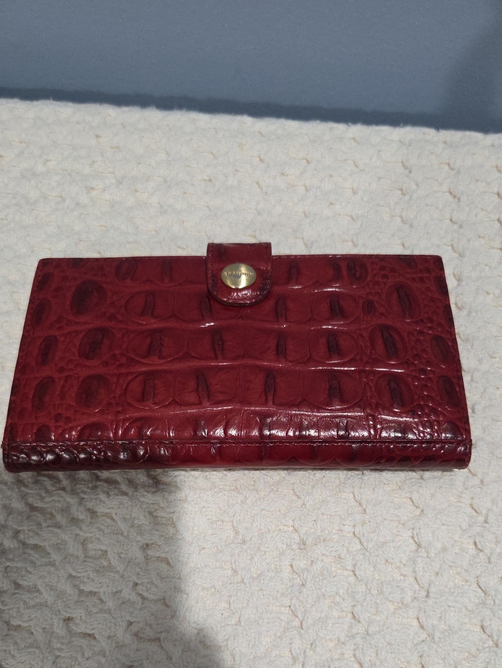 BRAHMIN Croc-Embossed Red Wallet Clutch